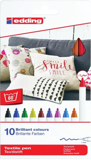 Edding textielpen 4600, set van 10 stuks in geassorteerde kleuren — speciale stiften