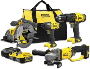Stanley Fatmax schroefklopboor, slagschroevendraaier, cirkelzaag, haakse slijper 18V + 2 accu's + softbag — gereedschap