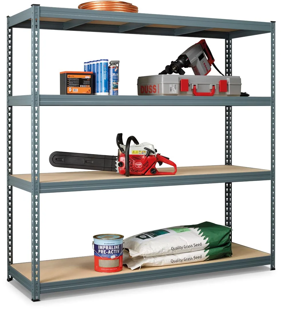 Avasco rek Robus 400, ft 180 x 180 x 60 cm, 4 legborden, uit metaal, grijs — detail 2