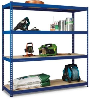 Avasco rek Robus 400, ft 180 x 180 x 60 cm, 4 legborden, uit metaal, blauw — detail 2
