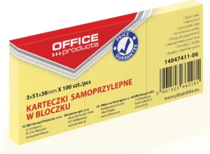 OFFICE products memoblok, 38 x 51 mm, 100 vel, geel — gele notes