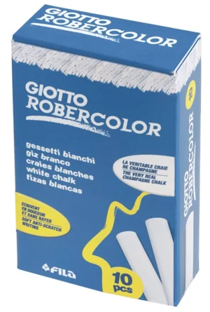 Giotto krijt Robercolor wit, doos met 10 krijtjes — tekenkrijt