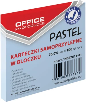 OFFICE products memoblok Pastel, 76 x 76 mm, 100 vel, pastelblauw — gekleurde notes