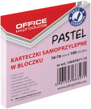 OFFICE products memoblok Pastel, 76 x 76 mm, 100 vel, pastelroze — gekleurde notes