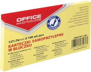 OFFICE products memoblok, 76 x 127 mm, 100 vel, geel — gele notes