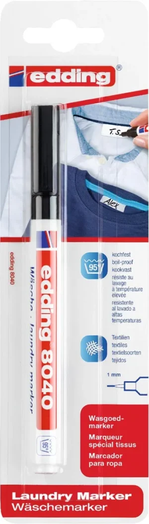 Edding wasgoedmarker e-8040/1 zwart, op blister — speciale merkstiften