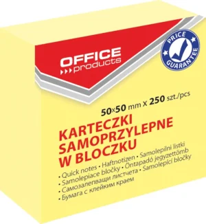 OFFICE products memoblok, 50 x 50 mm, 250 vel, geel — gele notes