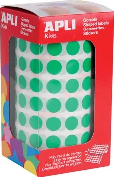 Apli Kids stickers op rol, cirkel diameter 10,5 mm, groen — fantasiesticker