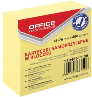 OFFICE products memoblok, 76 x 76 mm, 400 vel, geel — gele notes