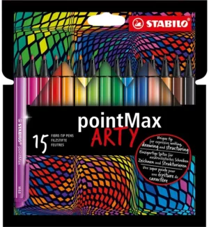 Etui met 15 STABILO PointMax ARTY viltstiften in geassorteerde kleuren