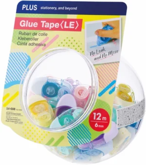 Plus lijmroller, 12 m x 6 mm, display van 30 stuks in geassorteerde kleuren — correctierollers en vullingen