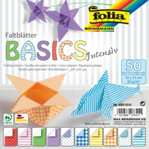 Folia vouwpapier Basic Intensive, ft 15 x 15 cm, pak van 50 vel — hobbypapier en -karton