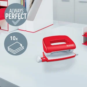 Leitz NeXXt WOW Mini perforator, 10 blad, rood — detail 2