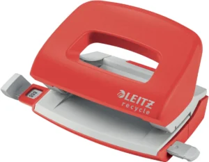 Leitz NeXXt Recycle Mini perforator, 10 blad, rood — 2-gaats perforators