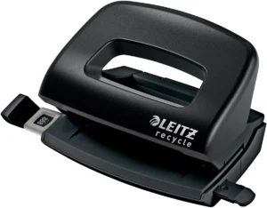 Leitz NeXXt Recycle Mini perforator, 10 blad, zwart — 2-gaats perforators