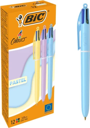 Bic Colours Pastel 4-kleurenbalpen, medium, klassieke inktkleuren, µdoos van 12 stuks — detail 2