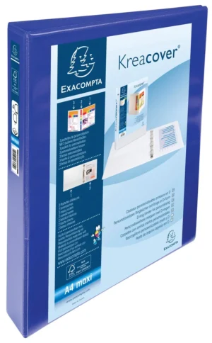 Exacompta Kreacover personaliseerbare ringmap blauw 4 ringen van 25 mm — personaliseerbare mappen