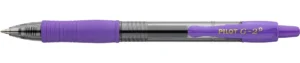 Pilot G-2-07 Plus gelroller in paars met transparante houder en rubberen grip