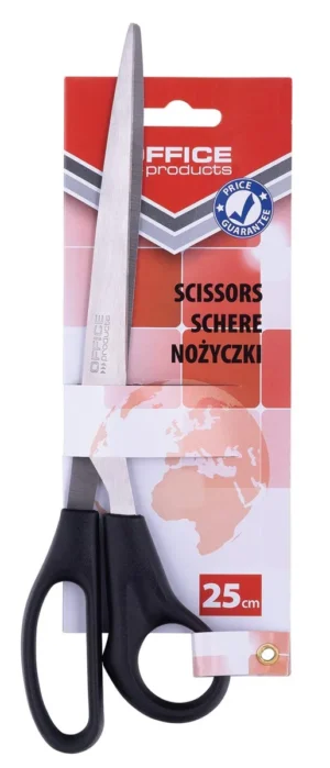OFFICE products schaar, 25 cm, rechts en links, scherpe punt, zwart, blister van 1 stuk