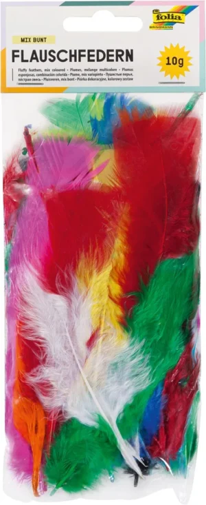 Verpakking Folia Fleece veren van 10 g in een assortiment aan kleuren