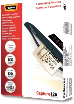 Fellowes lamineerhoes Capture125 ft 75 x 105 mm, 250 micron (2 x 125 micron), pak van 100 stuks — detail 2