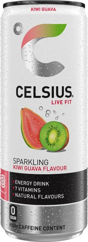 Celsius Kiwi Guave, blik van 25 cl, pak van 12 stuks — drank en eetwaren