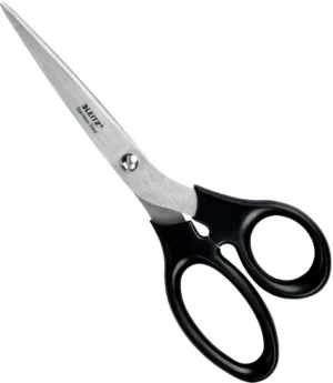 Leitz schaar, ft 18,5 cm, rechts en links, scherpe punt, RVS, zwart, blister van 1 stuk