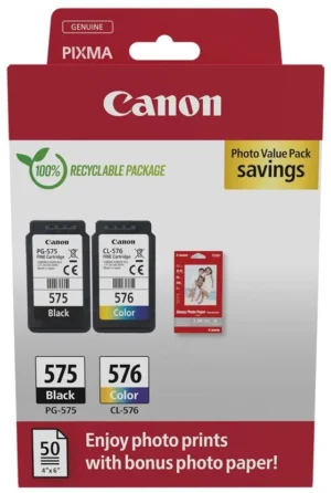 Canon photo value pack 1 x PG-575 + 1 x CL-576, 100 pagina's, OEM 5438C004, 4 kleuren — inktcartridge