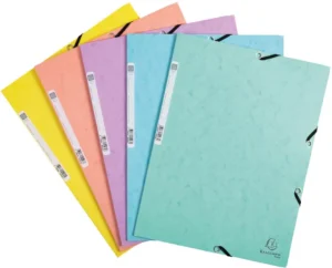Exacompta Aquarel elastomap uit glanskarton, ft A4, met 3 kleppen en elastiek, in geassorteerde kleuren — elastomappen uit karton