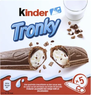 Doos Merkloos Kinder Tronky koeken met krokante wafelvulling en melkchocolade, 5 stuks