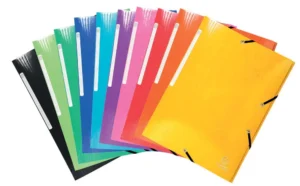 Exacompta Iderama elastomap met 3 kleppen, met rugetiket, geassorteerde kleuren — elastomappen uit karton