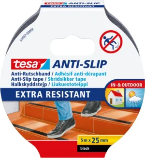 Tesa anti-slip tape, ft 5 m x 25 mm, zwart — veiligheidstoebehoren