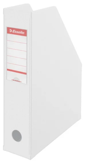 Witte Esselte VIVIDA tijdschriftencassette in A4-formaat met insteekrugetiket
