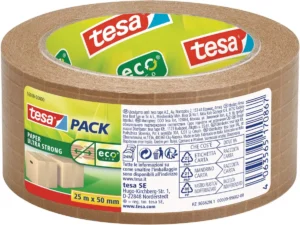 Tesapack ultra strong ecologo, 50 mm x 25 m, papier, bruin — verpakkingstape en dispensers