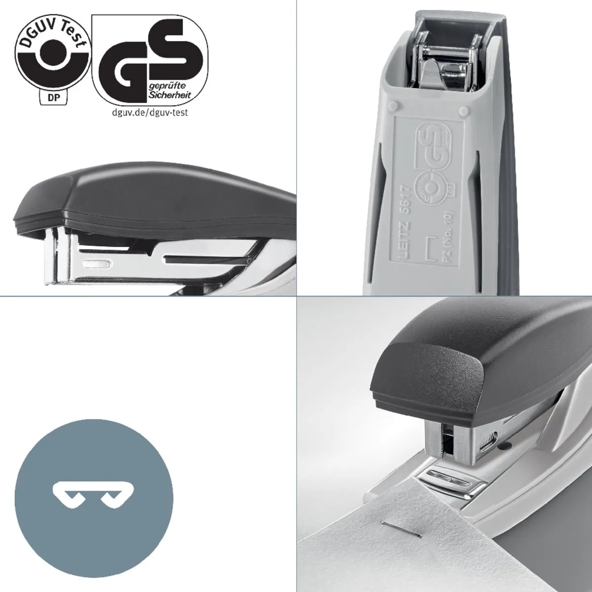 Leitz NeXXt Recycle mini nietmachine, groen — detail 2