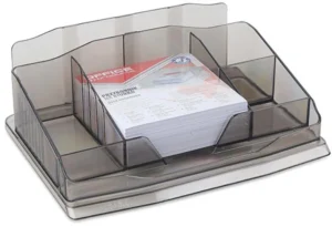 OFFICE products bureau organizer, inclusief notes, 6 vakken, transparant zwart — bureaustandaard