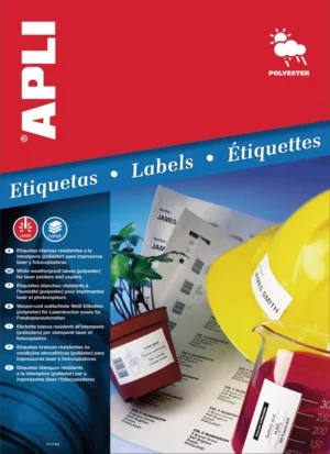 Apli Weerbestendige etiketten ft 64,6 x 33,8 mm (b x h), 480 stuks, 24 per blad, doos van 20 blad — waterbestendige etiketten