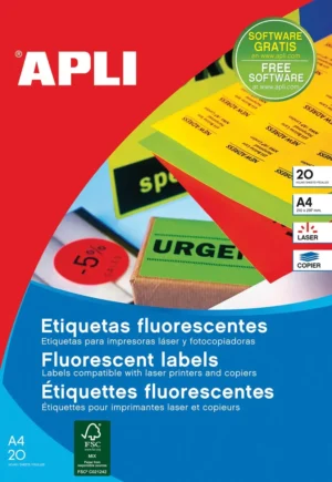 Apli fluorescerente etiketten 99,1 x 67,7 mm (b x h) geel — gekleurde etiketten