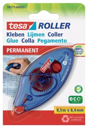 Tesa lijmroller permanent ecoLogo, ft 8,4 mm x 8 m, op blister — detail 2