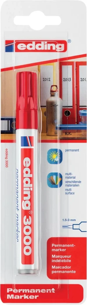 Edding permanent marker 3000 rood, op blister — permanent markers
