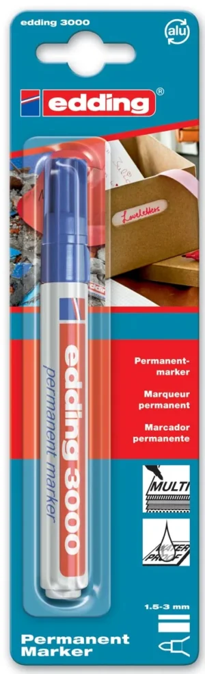 Edding permanent marker 3000 blauw, op blister — permanent markers