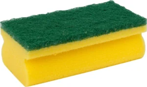 Primesource schuurspons geel/groen met krasvrij pad en handgreep, pak van 10 stuks