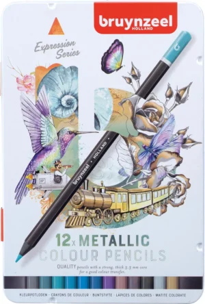 Bruynzeel Kleurpotloden Expression, metalen doos van 12 stuks, metallic — kleurpotlood