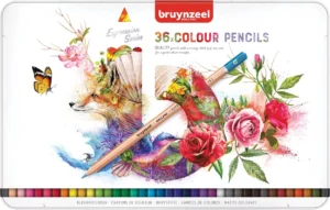 Metalen doos van Bruynzeel Expression met 36 kleurpotloden in assortiment