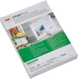 Pak GBC UV Safe lamineerhoezen A4 van 300 micron met 100 stuks
