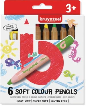 Bruynzeel Kids zachte kleurpotloden, set van 6 stuks in geassorteerde kleuren — kleurpotlood