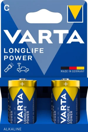 Blister Varta Longlife Power batterijen maat C LR14 met 2 stuks