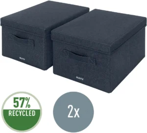 Leitz stoffen opbergdoos, medium, grijs, set van 2 stuks — detail 2