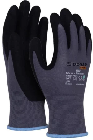 DONAU SAFETY veiligheidshandschoenen Flex, grijs, L, maat 9 — veiligheidstoebehoren
