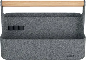 Leitz draagbare bureau organizer, met handvat, vilt, grijs — bureaustandaard